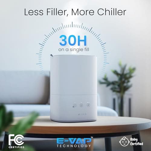 MIKO Ultrasonic Humidifiers for Bedroom Baby - Pre Filter, Wifi App controlled, Auto Mode, No Leak Design, Sleep Mode, Built-in Timer, Humidifier for Babies & Home 5