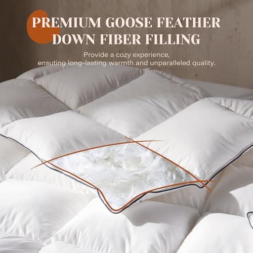 Richtry Goose Feather Down Fiber Cotton Comforter California King Size, Ultra-Soft Duvet Insert, Hotel Collection White Quilted Comforter, All Season Bedding Comforter with 8 Corner Loops, 104x96 Inch 6