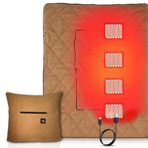 Dream and Comfort Heated Blanket Battery Operated- Wireless Heated Blanket for Indoors and Outdoor, USB Rechargeable Blanket Without Battery, Fast Heating with 3 Heat Levels.