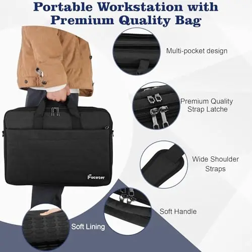 Fuceter Portable Magnetic Workstation with Bag, Magnetic Laptop Shelf with 3 Super Strong Magnets Attach to HVAC, Electronic Equipment Room, Walls and Workshops Equipment Repairs, Hands-Free & Wooden 5