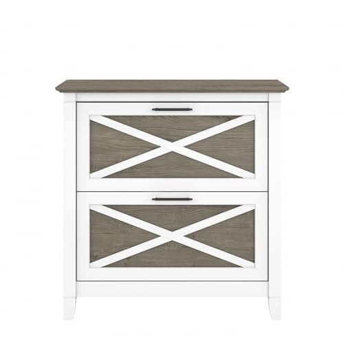 Bush Home Key West 2 Drawer Lateral File Cabinet in Pure White and Shiplap Gray, Document Storage for Home Office, Accent Chest with Drawers 7