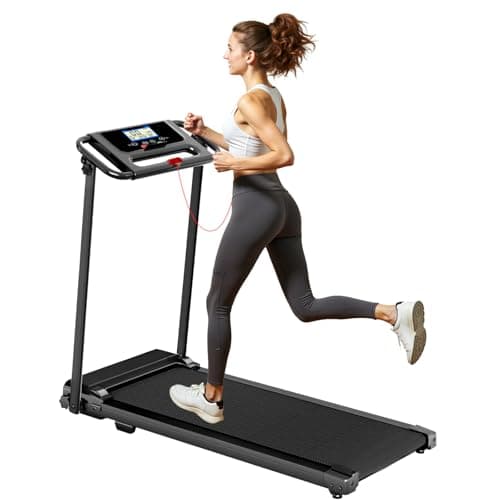 Portable Treadmill with Handle, 3.0HP Walking Pad Treadmill, Electric Compact Treadmills,Treadmills for Home Small Space with 12 Preset Programs, Walking Pad with Handle,300 LBS Capacity(Black)