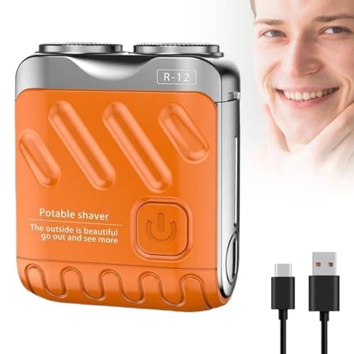 Portable Rotary Dual Ring Electric Shaver, 2026 Upgrade Waterproof USB Rechargeable Mini Electric Explosive Shaver, One-Button Long Lasting Portable Electric Shaver for Home Travel Business (Orange)