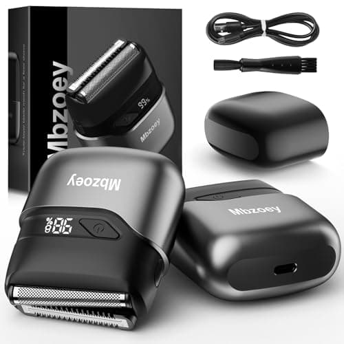 Mbzoey Mini Electric Razor for Man: Electric Foil Shavers for face - IPX7 Waterproof Cordless Razor with LED Display & Fast Charge - Micro-Comb Technology & Upgraded Blades, Carbon Black