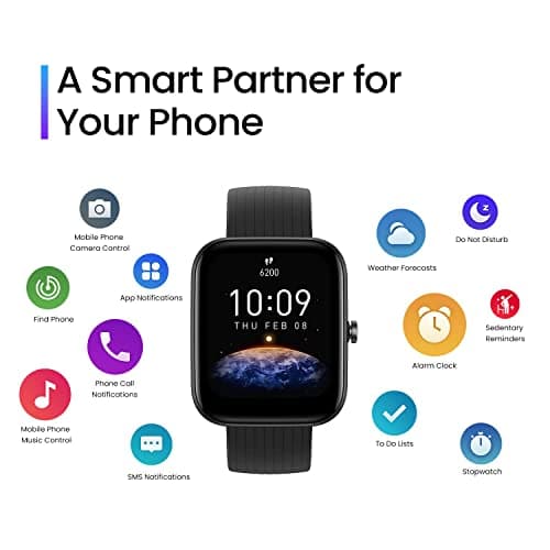Amazfit Bip 3 Smart Watch for Android iPhone, Health Fitness Tracker with 1.69" Large Display,14-Day Battery Life, 60+ Sports Modes, Blood Oxygen Heart Rate Monitor, 5 ATM Water-Resistant (Black) 8