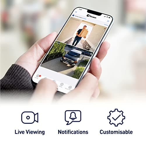 Swann CoreCam Wireless Security Camera, 1080P HD for Indoor/Outdoor Home, 2-Way Talk & Siren, Heat Motion Detection, Night Vision, IP65, 24/7, Local 32GB & Cloud Recording, 3 Pack 6