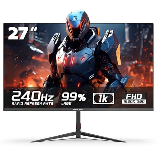 Great voell 27 Inch Gaming Monitor 240Hz FHD (1920x1080) Computer Monitor, VA Panel, HDR10, 99% sRGB, FreeSync, 2*HDMI&2*DP, Design VESA (100 x 100mm)-Black