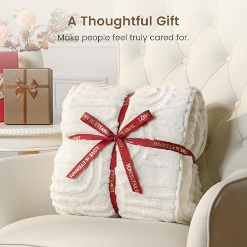 Sherpa Fleece Adult Weighted Blanket Great for Sleep, 15 lbs Dual Sided Soft Fuzzy Heavy Blankets for Couch Bed Sofa, Cozy Warm Arched Jacquard Throw for Winter (Cream White, 48" x 72", 15 Pounds) 6