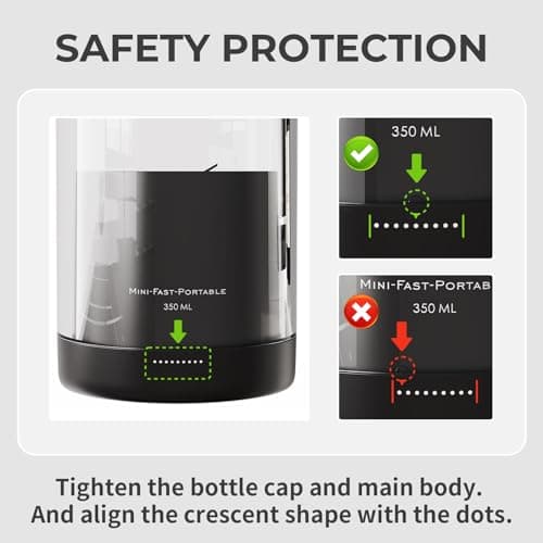 OTPEIR Portable Blender for Shakes and Smoothies with 11.83 Oz Travel Cup and Lid,Durable Stainless Steel Blades for Juice Blending Performance, Black 2