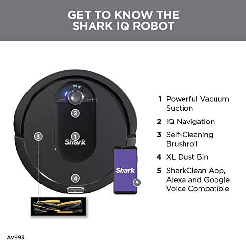 Shark AV993 IQ Robot Vacuum, Self Cleaning Brushroll, Advanced Navigation, Perfect for Pet Hair, Compatible with Alexa, Wi Fi , Black 8
