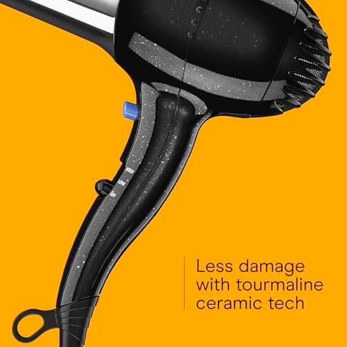 Conair Hair Dryer, 1875W Full-Size Hair Dryer with Ionic Conditioning, Blow Dryer, Tourmaline Ceramic Technology for Quick Drying, Black/Chrome 7