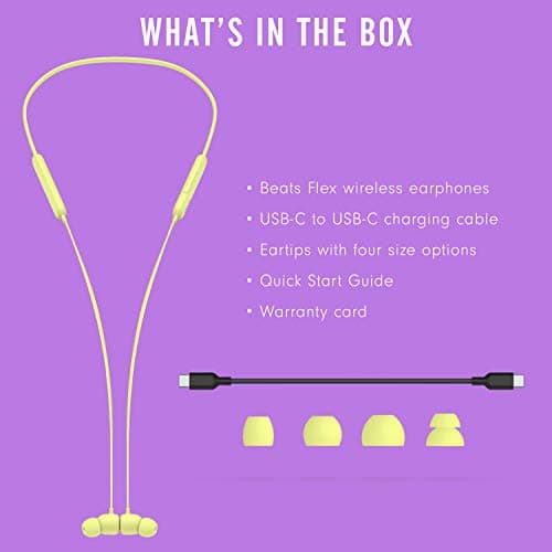 Beats Flex Wireless Earbuds - Apple W1 Headphone Chip, Magnetic Earphones, Class 1 Bluetooth, 12 Hours of Listening Time, Built-in Microphone - Yuzu Yellow 7