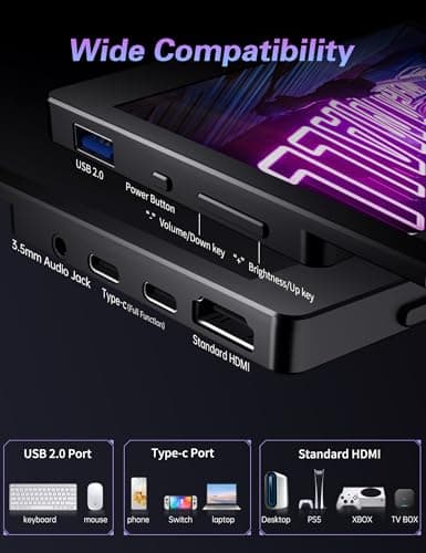 CAPERAVE Portable Monitor 17.3" 144Hz, FHD 100% sRGB HDR Portable Gaming Monitor, Travel Monitor with Kickstand & Speakers, USB-C HDMI External Screen for Laptop Mac Xbox Switch PS5/4 5