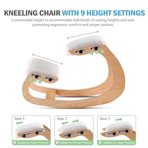 Adjustable Kneeling Chair, Wooden Ergonomic Rocking Chair - Improve Your Posture with an Angled Seat for Home,Office（White Oak） 8