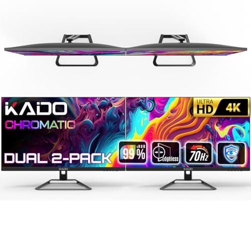 Kado Dual Monitor Setup - 2-Pack 27" 4K 3840x2160 Computer Monitor 70Hz UHD VESA Mount HDMI Office Gaming Built-in Speakers (U27 Dual Series)