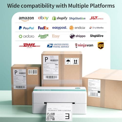 Rongta Thermal Shipping Label Printer, Bluetooth Wireless 4x6 Sticker Label Maker for Package, Compatible with Windows, Mac, Android & iPhone, Used for Business of Amazon, Ebay, Etsy, Shopify UPS 6