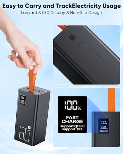 80000mAh Portable Charger Power Bank High Capacity, Fast Charging 30W PD USB C Battery Pack, 5 Output & 2 Input Large Battery Bank with LED Display & Non-Slip Design for Phone Camping Travel Outdoors 9