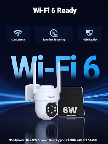 VIZIUUY AOV Security Camera, 24H Continuous Recording Security Cameras Wireless Outdoor, WiFi 6, 2K Solar-Powered Cameras for Home Security, 360° PTZ, Auto Tracking, 512G Local Storage(Not Include) 7