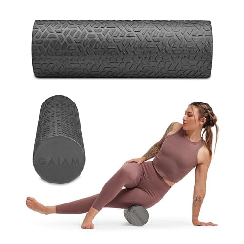 Gaiam Restore Foam Roller for Muscle Massage - Textured Muscle Massager for Stimulation, Total Body Pain Relief for Back, Neck, Foot, Calf, Leg, Arm - Deep Tissue Massager for Sore Muscles (18 Inches)