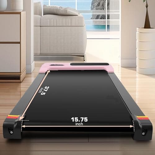 ANCHEER Pink Walking Pad Samll Treadmill with Incline - Under Desk Treadmills with Vibration Massage Plate, 2.5HP Compact Portable Treadmills for Home, Office, Remote Control and LED Display 7