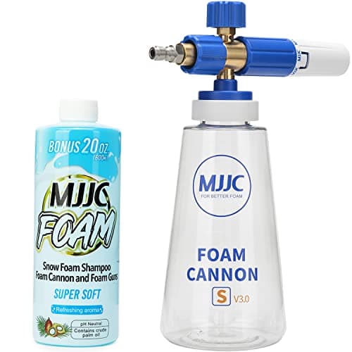 MJJC Foam Cannon S V3.0 (Thicker Snow Foam Technology) with 1/4 Inch Quick Connector for Pressure Washer & MJJC Foam Soap(20 fl oz) Kit