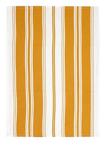 ACCENTHOME Waffle Kitchen Towels Set of 4 100% Cotton Stripe Design Tea Towel Absorbent Hand Dish Cloths for Drying & Cleaning Rags. Christmas Holidays Gifting 18 x 26 Inch in White & Mustard 5