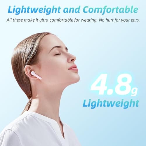 Wireless Earbuds 40H Playtime 8H Continuous Playtime Bluetooth Ear Buds, IPX6 Waterproof Stereo Sound Bluetooth Wireless Headphones with Microphone and Charging Case for iOS Android Sports Pink 5