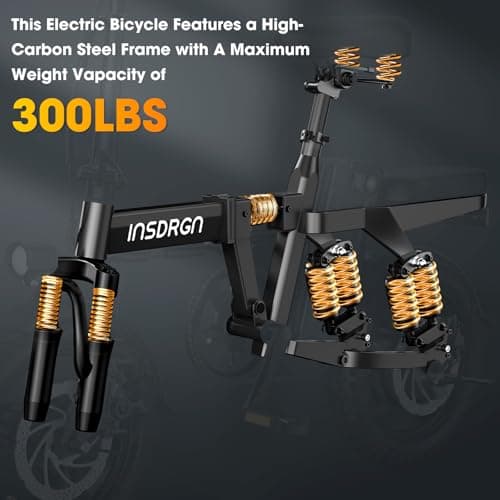 INSDRGN 14" Folding Electric Bike for Adults, Peak 1500W Motor,20MPH Max Speed,48V 16Ah Removable Battery Electric Bike, 35/62Miles Max Range, UL 2849 Certified E Bike 5