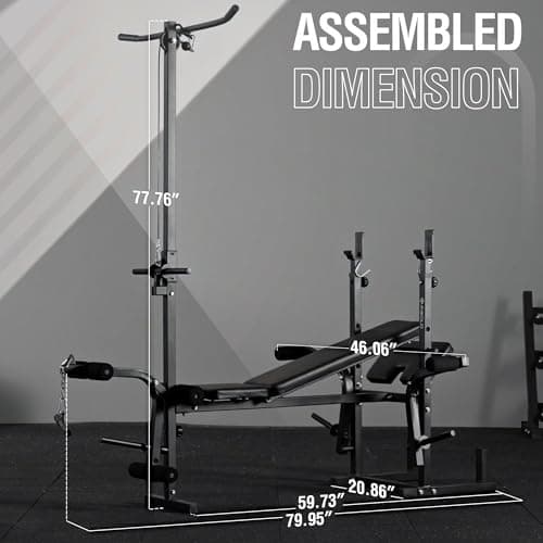 Mikolo 8 in 1 Olympic Weight Bench Set with Leg Extension and Leg Curl, Multi-Function Bench Press Set with Preacher Curl Pad and Chest Fly, Full-Body Strength Training Equipment 8