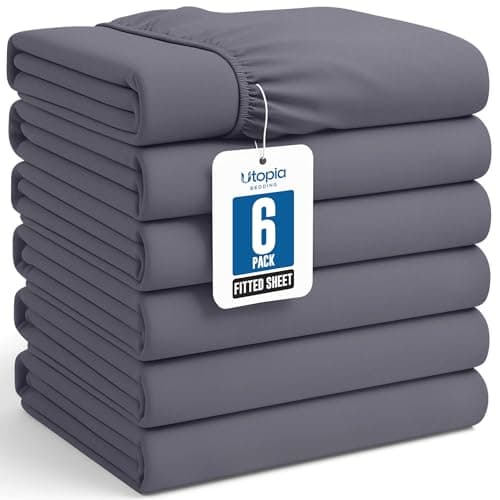 Utopia Bedding Full Fitted Sheets - Bulk Pack of 6 Bottom Sheets - Soft Brushed Microfiber - Deep Pockets - Shrinkage & Fade Resistant - Easy Care (Grey)