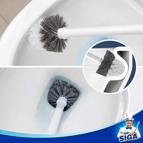 MR.SIGA Toilet Bowl Brush and Holder, Premium Quality, with Solid Handle and Durable Bristles for Bathroom Cleaning, White, 1 Pack 5