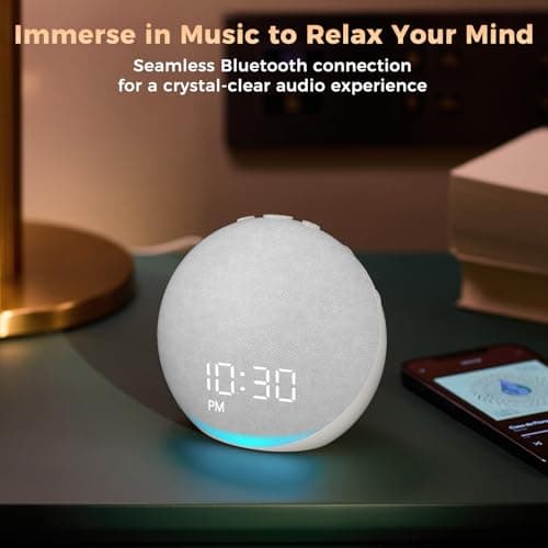 Sound Machine Alarm Clock for Bedroom: 25 Natural Sleep Sounds - White Noise Machine for Adults Kids Baby - Gentle Wake Up Alarm with Bluetooth Speaker - Frost White 6