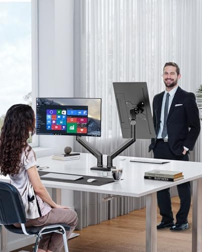Dual Monitor Mount Fits 17 to 32 Inch Computer Screen, Dual Monitor Arm Hold 4.4-19.8lbs Each, Full Motion Monitor Desk Mounts for 2 Monitors, Gas Spring Monitor Stand, VESA Mount, Freelift 9