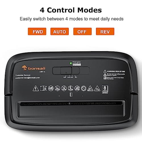 Bonsaii Paper Shredder, 8-Sheet Crosscut Shredder with 4.2 Gallon Bin Shred Credit Card/Mail/Staple/Clip for Home Office, P-4 Security Level (C261-C) 8