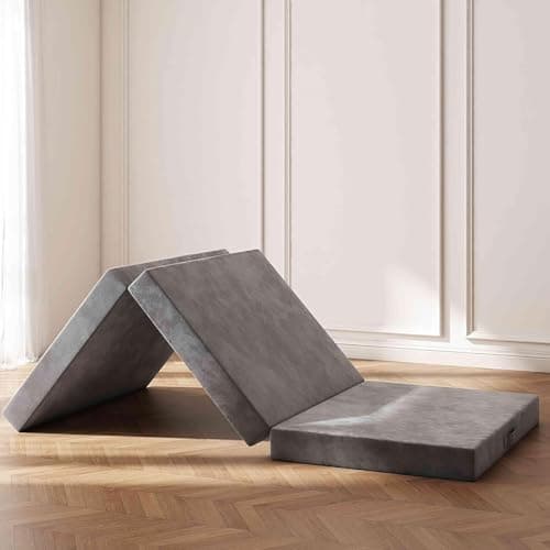 Swbvs Tri-Fold Memory Foam Mattresses, 4 inch Single Folding Mattress with Washable Covers, Reversible Design, Foldable Topper for Travel&Guests 75" x 25" x 4"