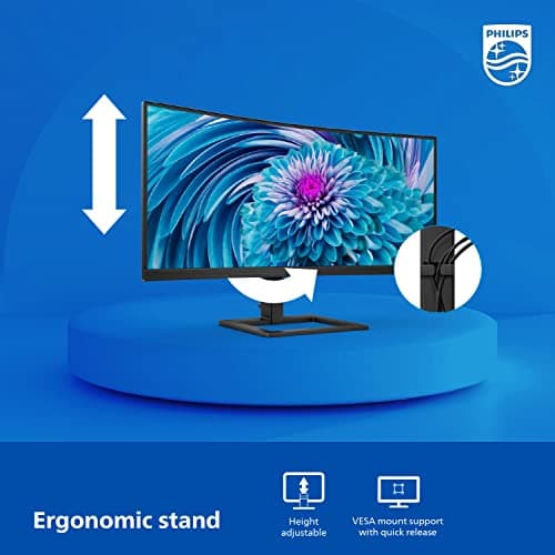 Philips 346E2CUAE 34'' Curved Frameless UltraWide QHD 3440x1440,100Hz 1ms MPRT, sRGB 121%, USB-C Charging, MultiView PIP/PBP, Height Adjustable, 4Yr Advance Replacement 9