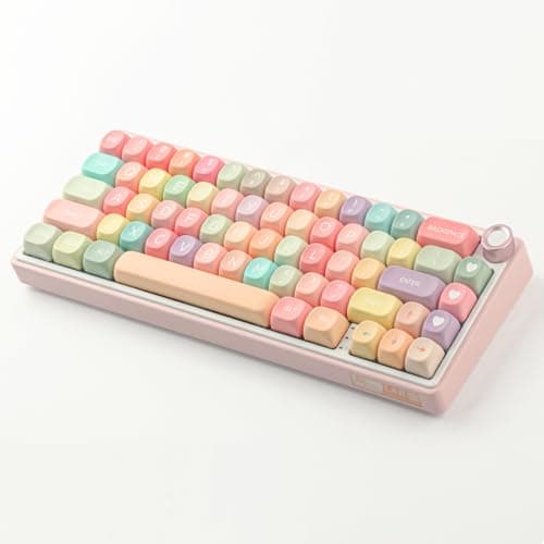 PBT Keycaps 126 Keys MOA Profile Cute Keycap Dye-Sublimation Rainbow Candy Keycaps Set Custom Keycap for Cherry Gateron MX Swithes Mechanical Keyboards (Only Keycaps) 5