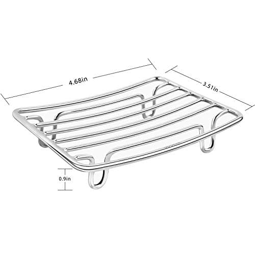 GUUKAR Soap Dish, Stainless Steel Bar Soap Holder for Shower, Self Draining Stand Soap Saver for Bathroom, Kicthen Sink and Countertop, Chrome 1-Pack 6