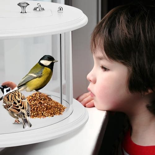 YORKING Window Bird Feeder, 180° Clear Bird Feeders for Window Viewing Inside, Squirrel Proof Wild Bird Feeders with Secure Lock, Extra Green Screen for Birds Stay Longer, Best Gift to Close Nature 2