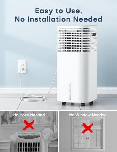 CENSTECH 4-IN-1 Portable Air Conditioners, Evaporative Air Cooler w/4 Modes & 3 Speeds, 15H Timer for Smart Auto-off, 2-Gal Tank for 20H Cooling,17FT Remote,No Hose Needed,120°Oscillating Swamp Cooler 7