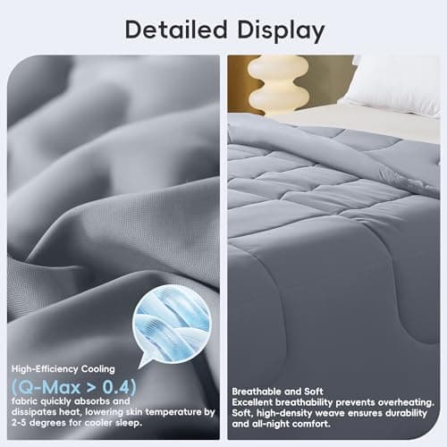 SameBed Cooling Comforter Full/Queen Size, All Season Blanket for Hot Sleepers, Lightweight Comforter for Night Sweats, Double-Sided Cooling Bedding for Bed, Sofa, Office, Camping (Dark Gray,90"*90") 5