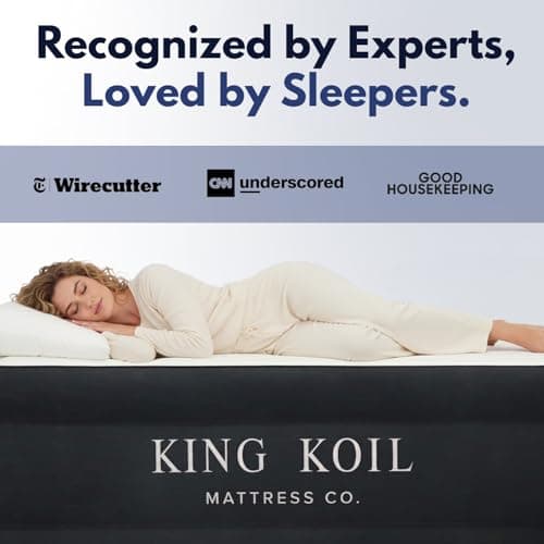 King Koil Premium California King Air Mattress with Built-in High-Speed Patented Pump for Home, Camping & Guests- Inflatable Double High Airbed Blow Up Bed, Waterproof, 1 Year Warranty 8