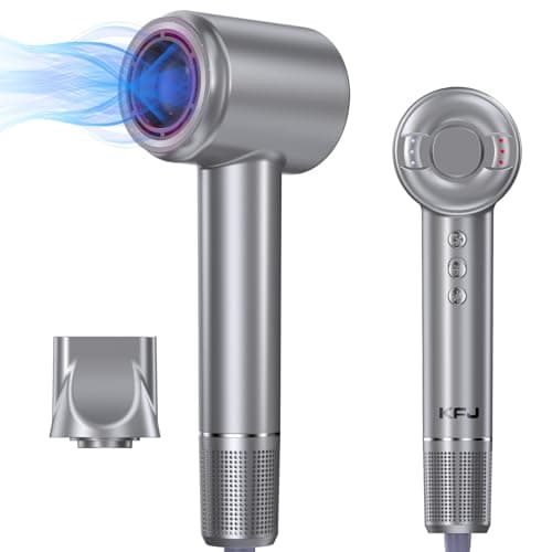 KFJ 2024 Upgraded High Speed Hair Dryer, Professional Negative Ionic Blow Dryer, 110000 RPM Brushless Motor for Fast Drying, 1400W Low Noise Thermo-Control Hair Dryer with Magnetic Nozzle