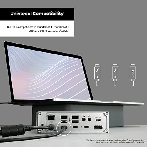 CalDigit TS4, 18-in-1 Thunderbolt 4 Docking Station, 98W Charging, 3* TBT4 (40Gb/s), 3* USB-C + 5* USB-A (10Gb/s), 2.5GbE LAN, 1*8K@30Hz or 2*6K@60Hz Displays, Mac/Windows/Chrome, 0.8m Certified Cable 8