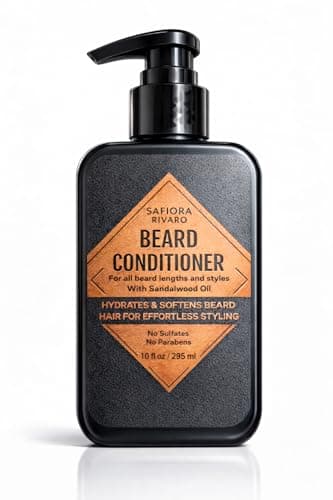 Biotin Beard Conditioner & Softener for Men – with Aloe Vera & Collagen, Moisturizing Cream for Coarse Dry Hair, Beard and Skin – Sandalwood Scent Care Leave In Conditioner Alternative (10 Fl Oz)