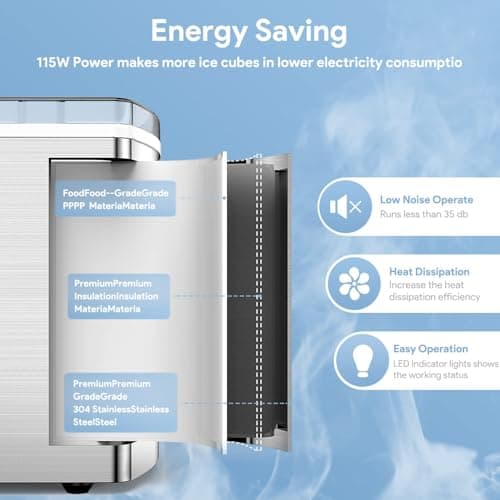 33lbs Self-Cleaning Ice Makers Countertop, Portable Ice Machine with 2 Size Bullet Ice Cubes 9 Cubes Ready in 7 Mins | Silver 5