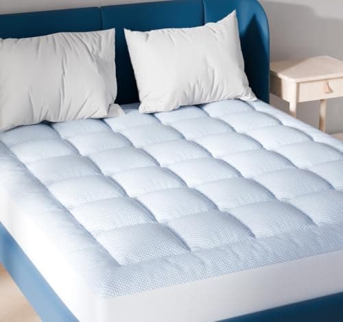 Niagara Cooling Mattress Topper Queen - Premium Nylon Fabric Mattress Pad - Thick Breathable Pillow Top Mattress Pad for Back Pain Relief - Deep Pocket Fits 8-20 Inches Mattress (60x80 Inches), White
