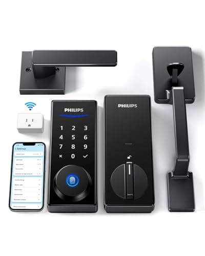 Philips Wi-Fi Smart Lock with Handle, Keyless Entry Keypad Door Lock with Handle, Front Door Deadbolt Set with WiFi Gateway, App Control, Fingerprint Unlock, PIN Code Unlock, Auto Locking