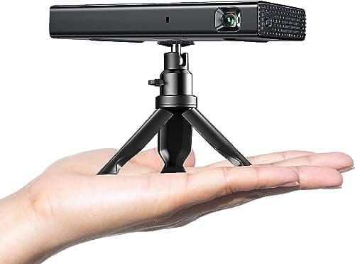 Mini Projector, ELEPHAS DLP Portable Projector with WiFi and Bluetooth, 1080P Outdoor Pocket Rechargeable Wireless Projector for Camping Compatible with iPhone, Android, PS4(Bag and Tripod included)