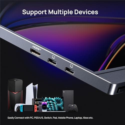 ARZOPA 16.1'' 144Hz Portable Gaming Monitor, 106% sRGB 1080P FHD Kickstand Portable Monitor with HDR, Ultra Slim, Eye Care, External Second Screen for Laptop, PC, PS5, Mac, Xbox-Z1FC Gray 6